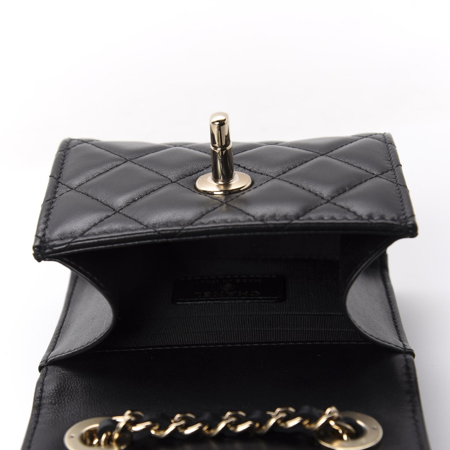 Lambskin Quilted Mini Trendy CC Chain Wallet Black