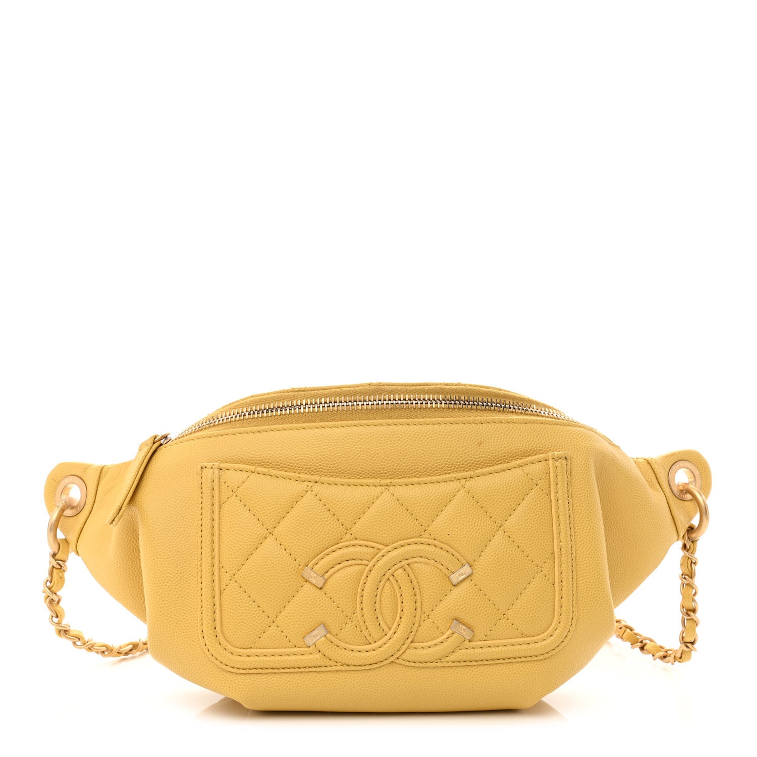 Chanel Caviar Quilted Filigree Waist Bag Yellow 1 of 12
