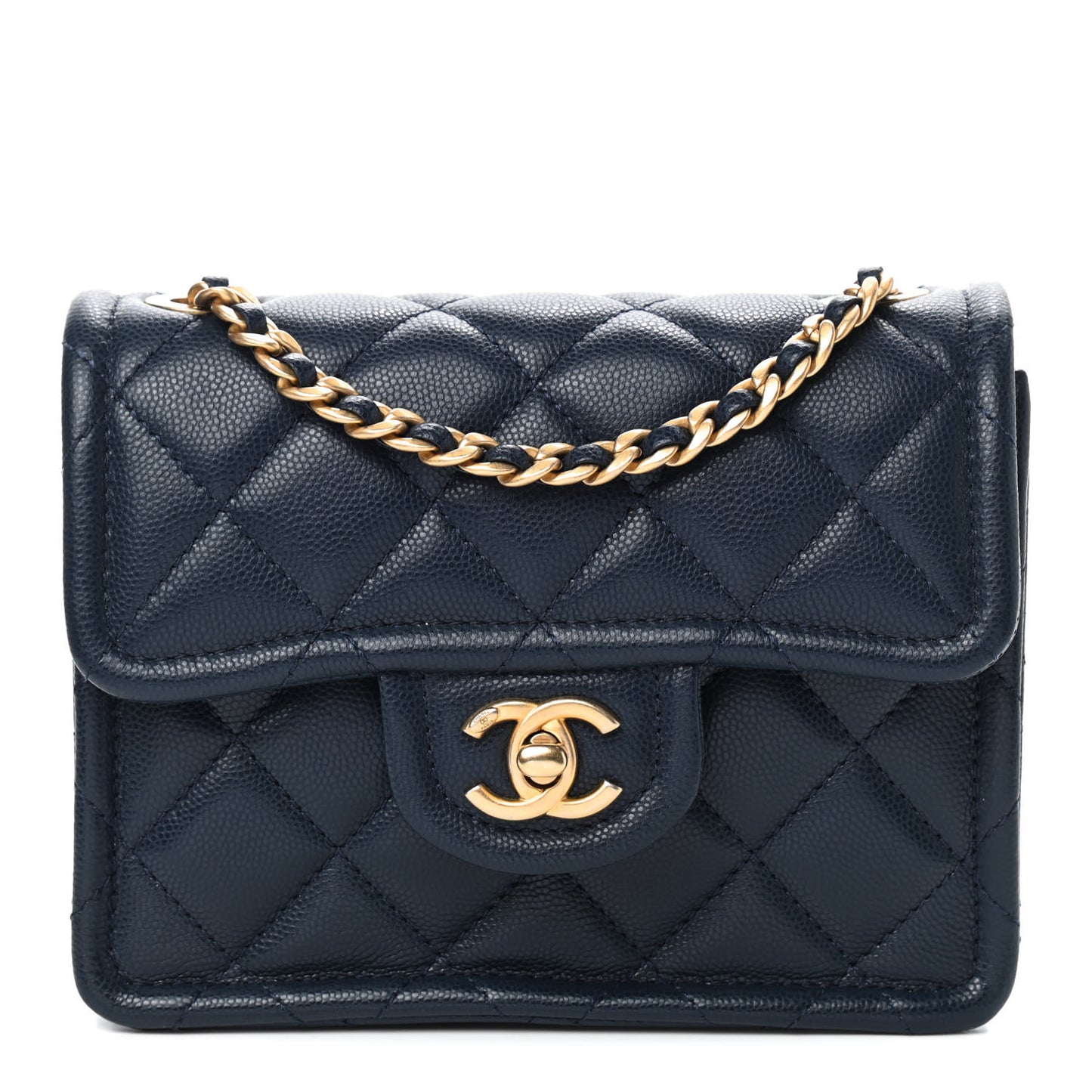 Caviar Quilted Mini Sweet Classic Flap Navy Blue