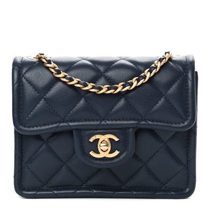 Chanel Caviar Quilted Mini Sweet Classic Flap Navy Blue 1 of 9