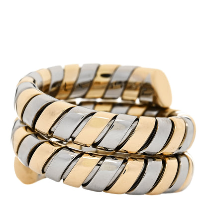 Bulgari 18K Yellow Gold Stainless Steel Spiga Tubogas Ring 53 6.25 3 of 5