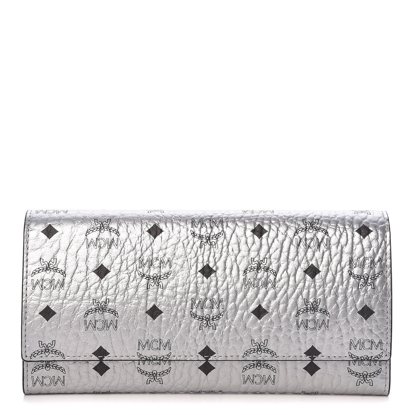 Metallic Visetos Large Tri-Fold Flap Wallet Berlin Silver
