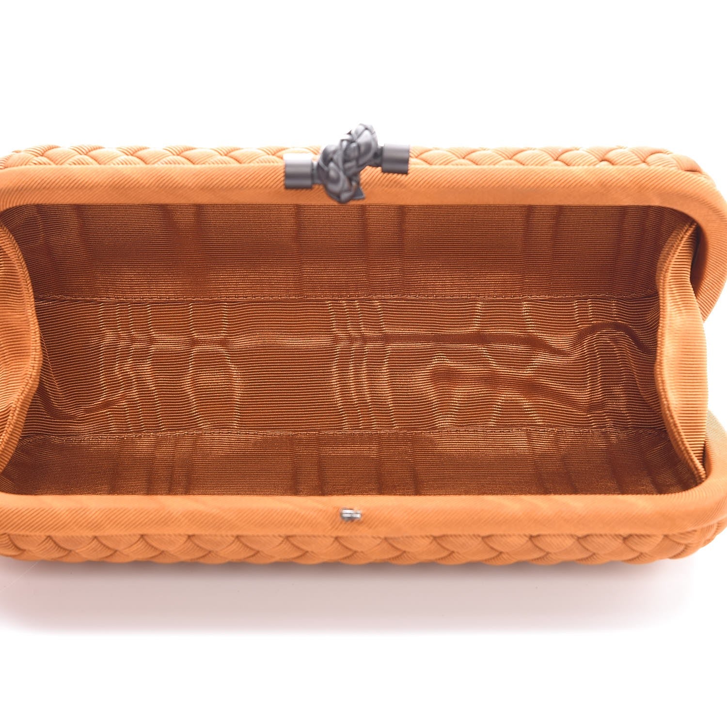 Bottega Veneta Silk Faille Intrecciato Knot Clutch Burnt Sun 5 of 7