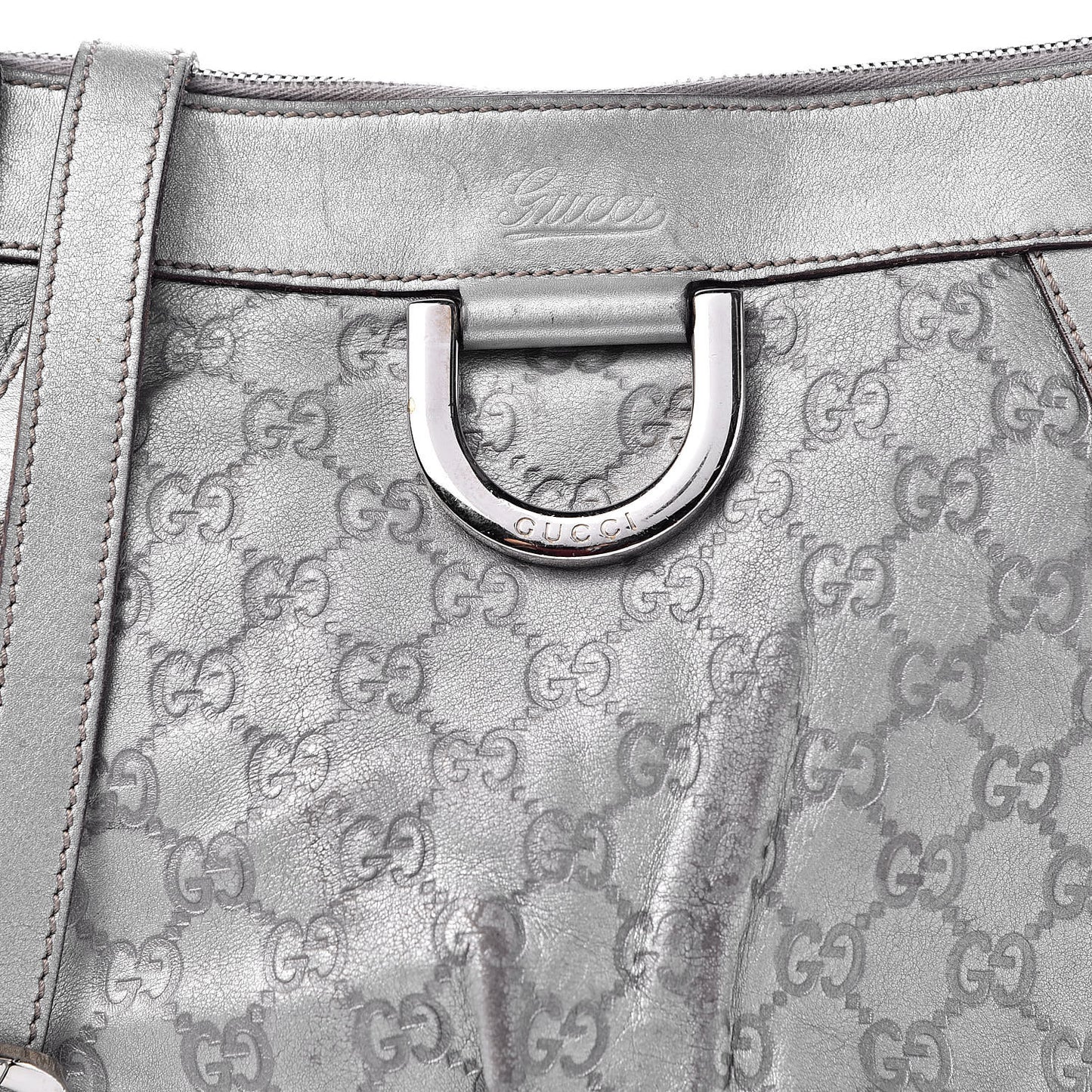 Guccissima Small D Ring Messenger Silver