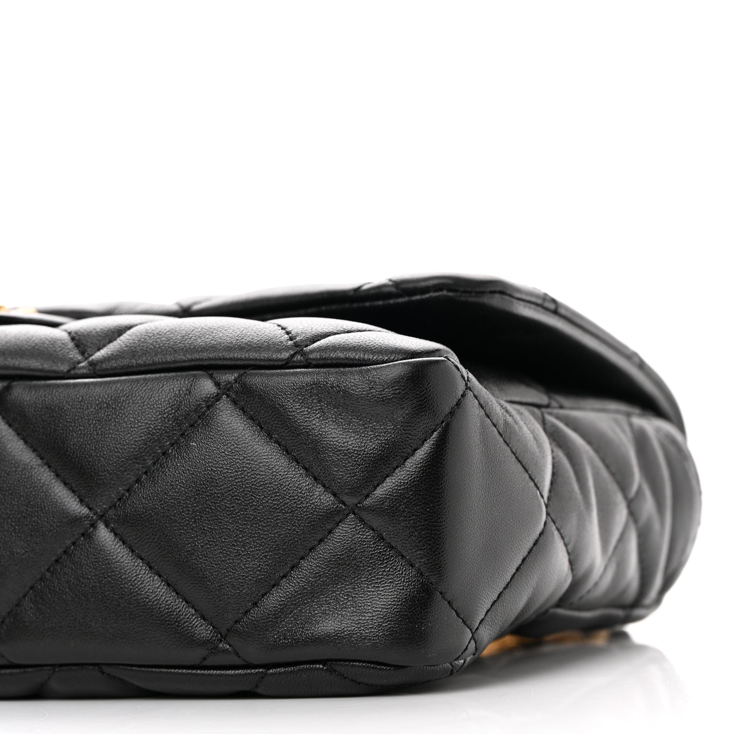 Lambskin Quilted Large CC Funky Town Flap Black