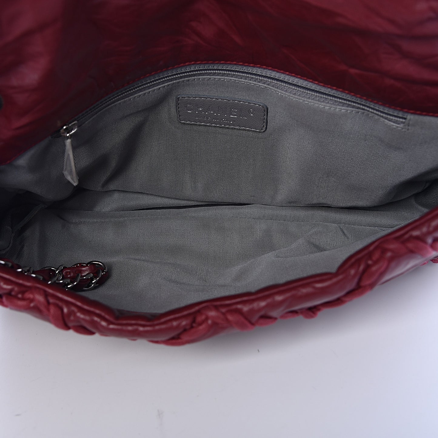 Calfskin Medium Ultra Stitch Flap Dark Red