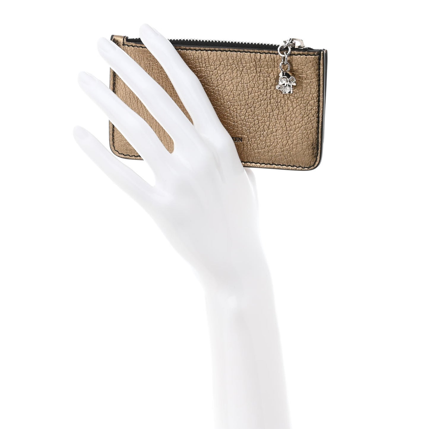 Metallic Calfskin Card Holder Wallet Gold