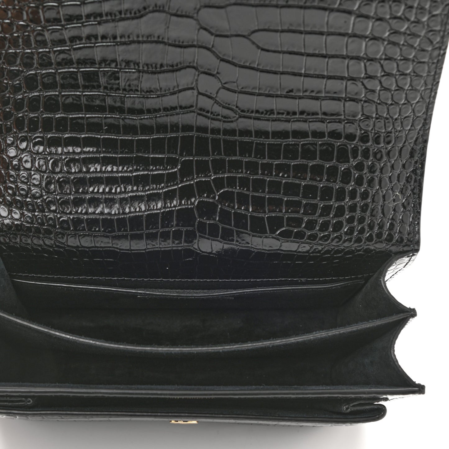 Calfskin Crocodile Embossed Medium Monogram Sunset Black