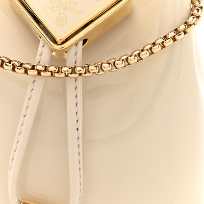 Prada Vernice Metal Triangle Logo Mini Drawcord Pouch Shoulder Bag Avorio 7 of 9