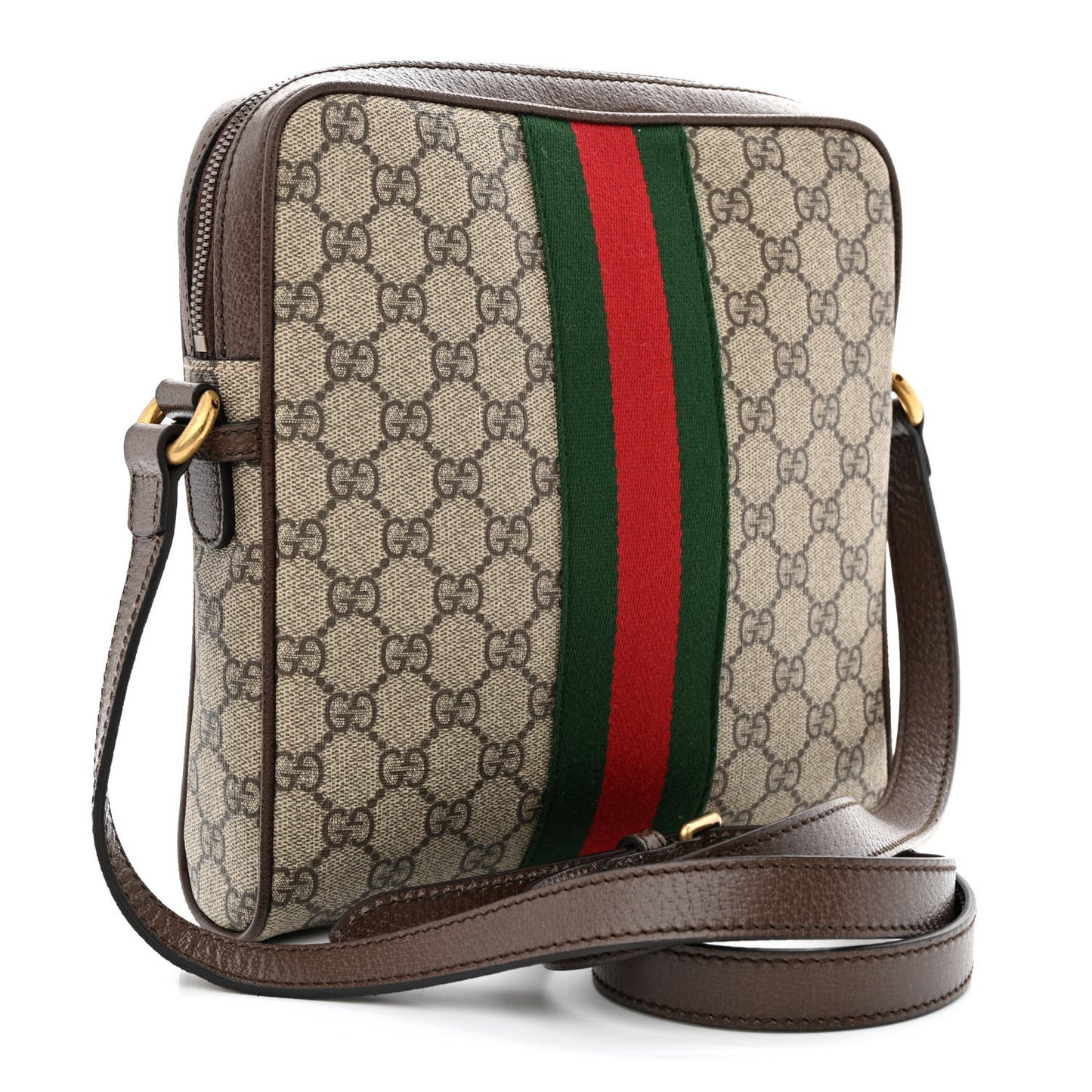 GG Supreme Monogram Web Small Ophidia Messenger Bag Brown
