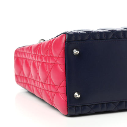 Christian Dior Lambskin Cannage Medium Tri-Color Lady Dior Sapphire Fuchsia Turquoise 8 of 10
