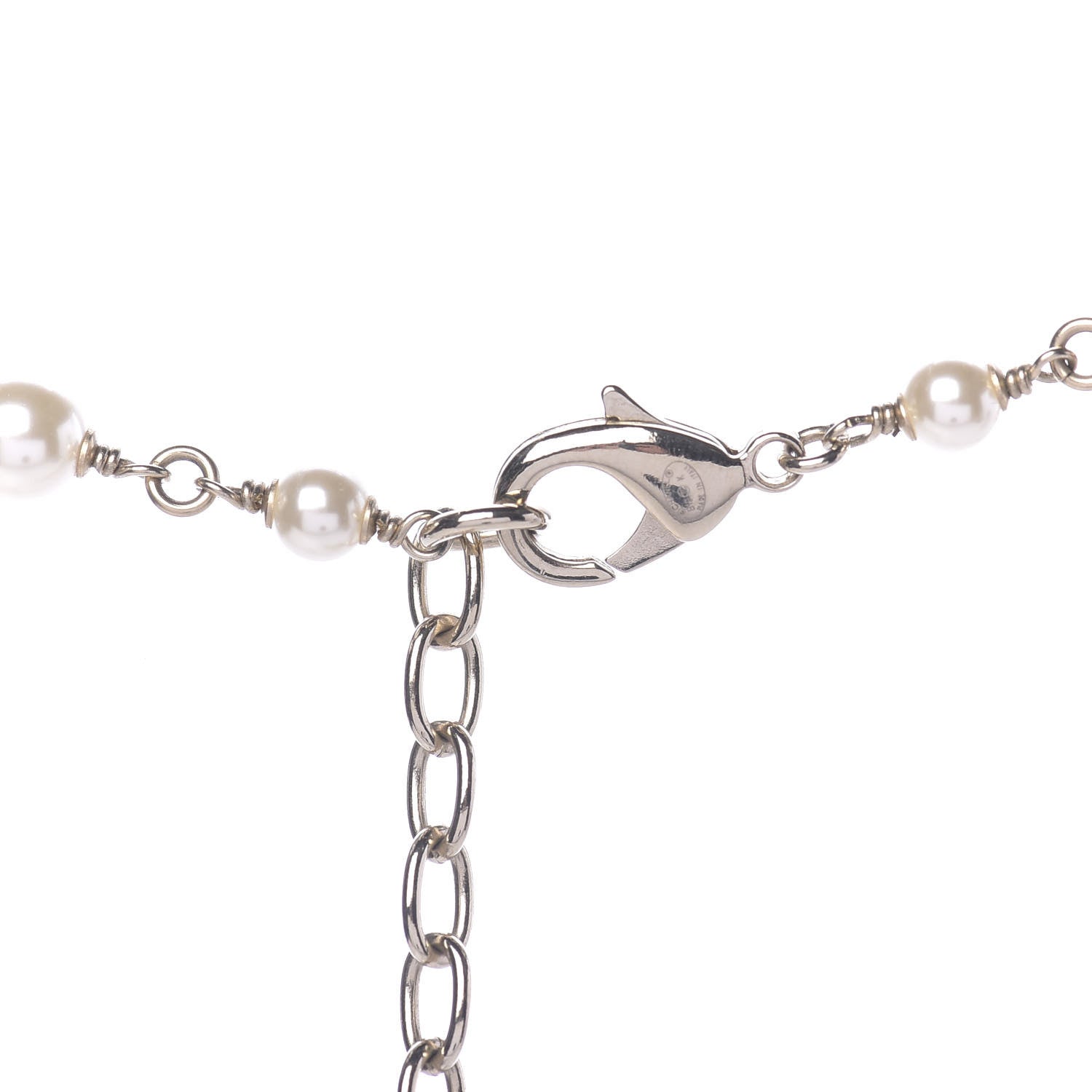 Chanel Pearl Crystal CC Snowfall Long Necklace Gold 6 of 7