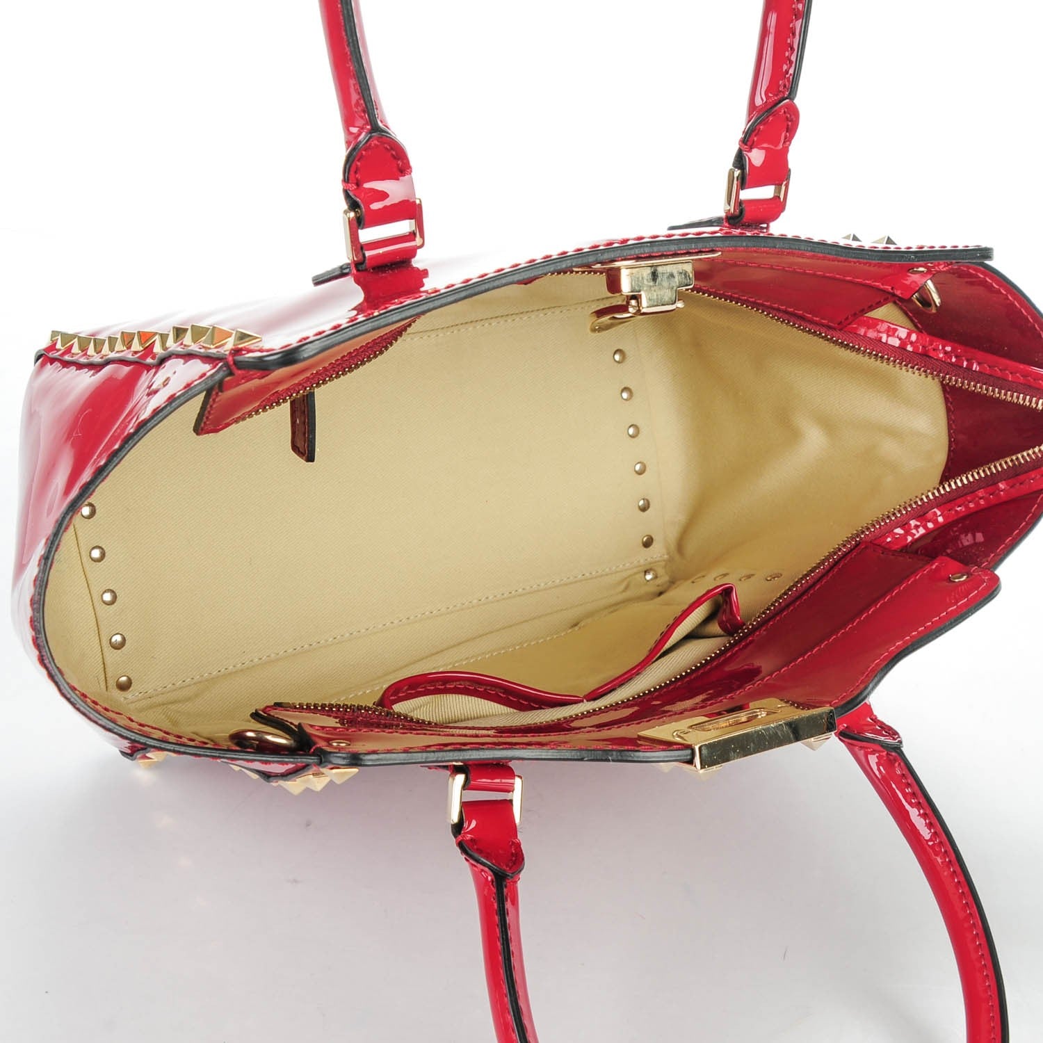 Valentino Garavani Patent Small Rockstud Double Handle Tote Rosso Valentino 6 of 8
