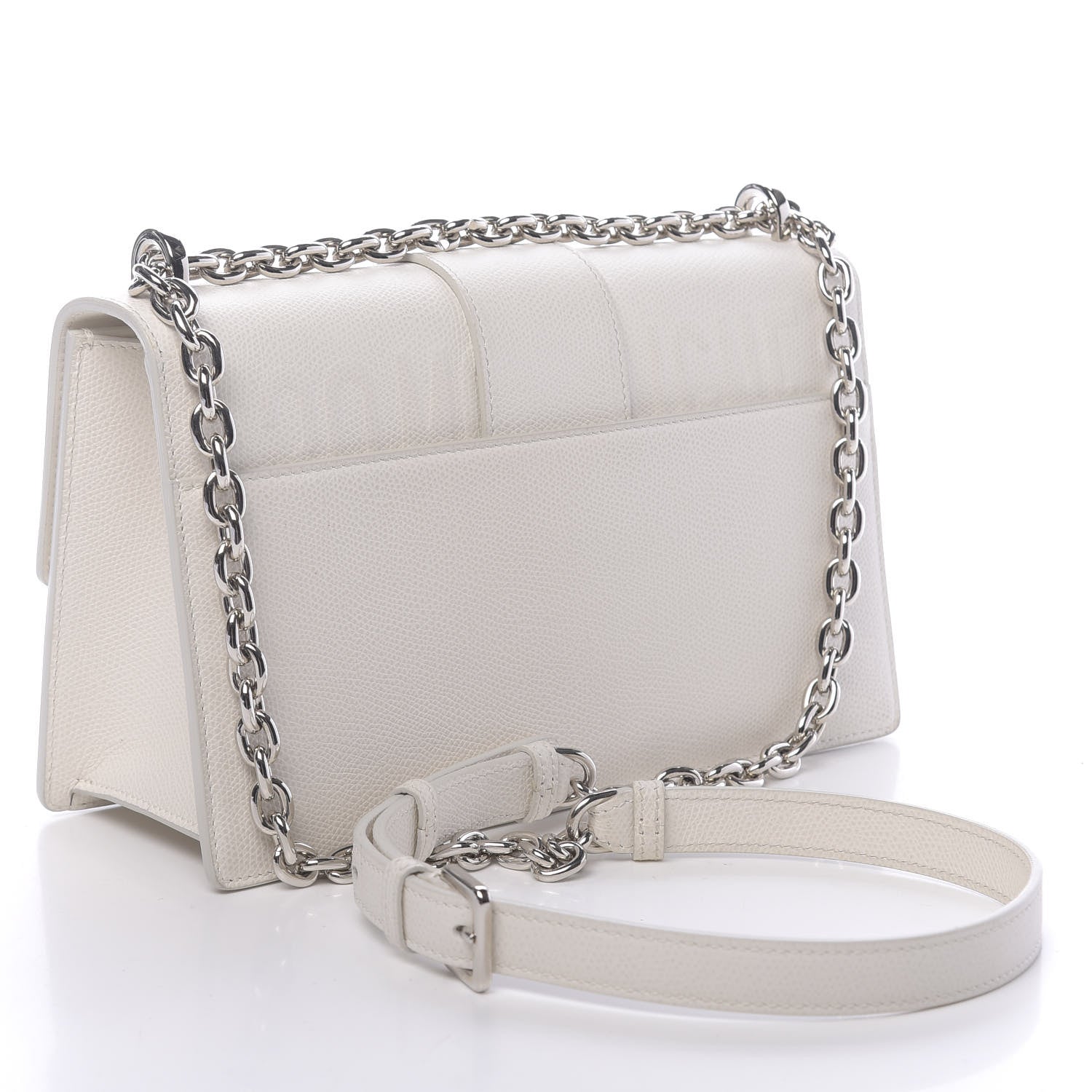 Christian Dior Grained Calfskin 30 Montaigne Chain Flap Bag White 3 of 12
