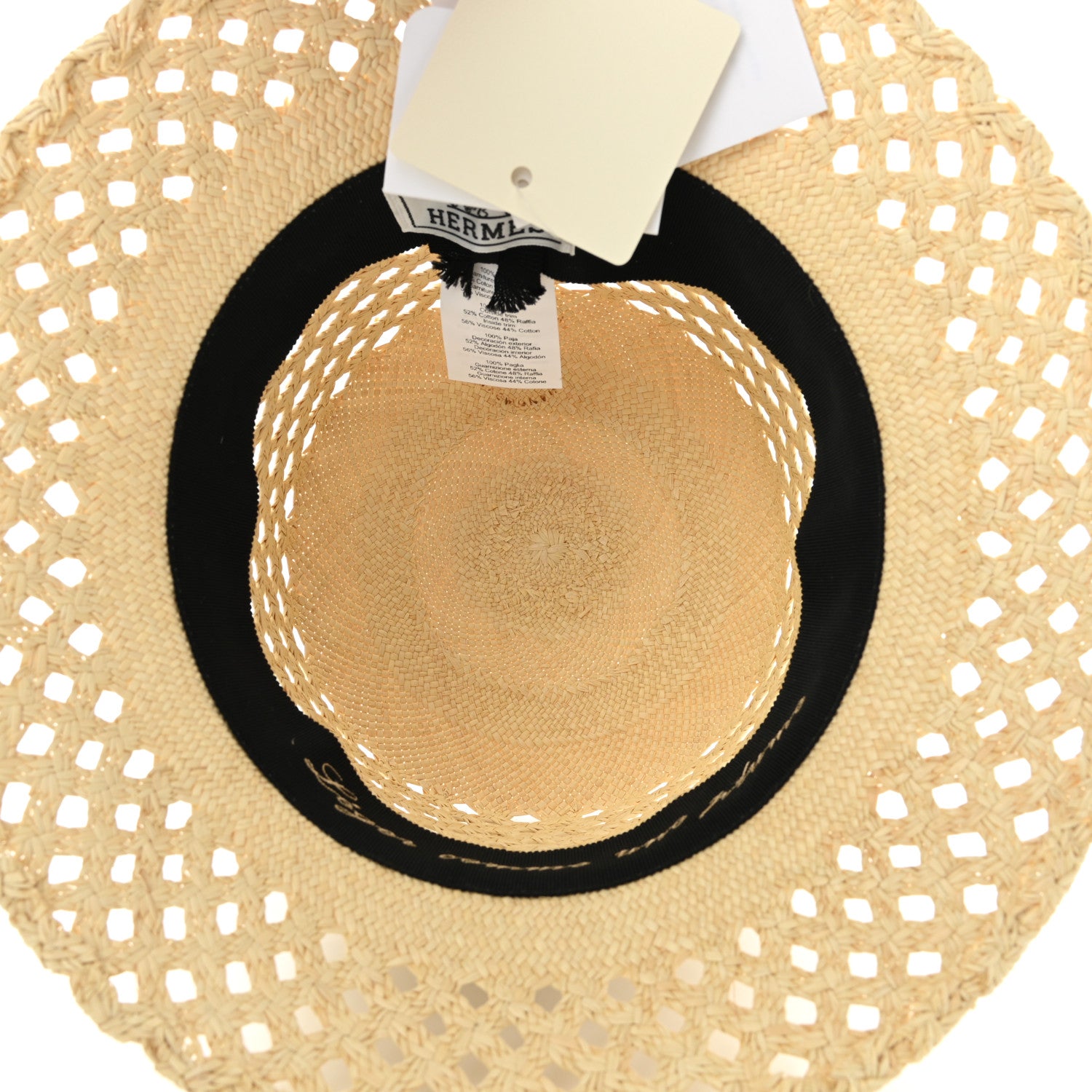 Hermes Straw Panama Elenora Hat 57 Naturel Black 7 of 8