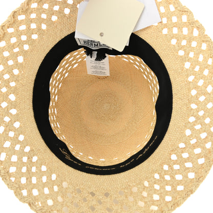 Hermes Straw Panama Elenora Hat 57 Naturel Black 7 of 8