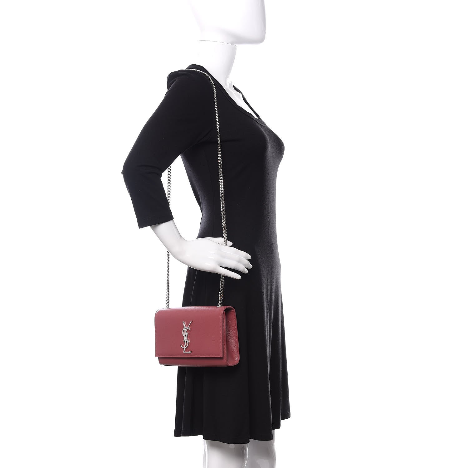Saint Laurent Grain De Poudre Small Classic Monogram Kate Satchel Mystic Rose 2 of 9