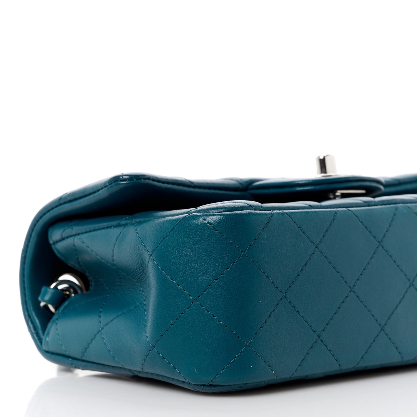 Lambskin Quilted Mini Rectangular Flap Blue
