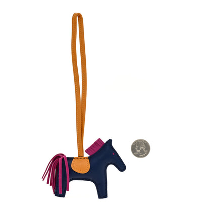 Hermes Milo Lambskin Grigri Rodeo Horse Bag Charm PM Bleu Saphir Rose Pourpre Bouton D'Or 2 of 4