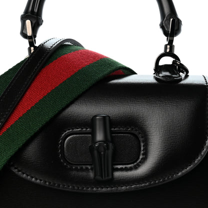 Gucci Boarded Dyana Lux Calfskin Web Monochrome Small Bamboo 1947 Top Handle Bag Black 8 of 12