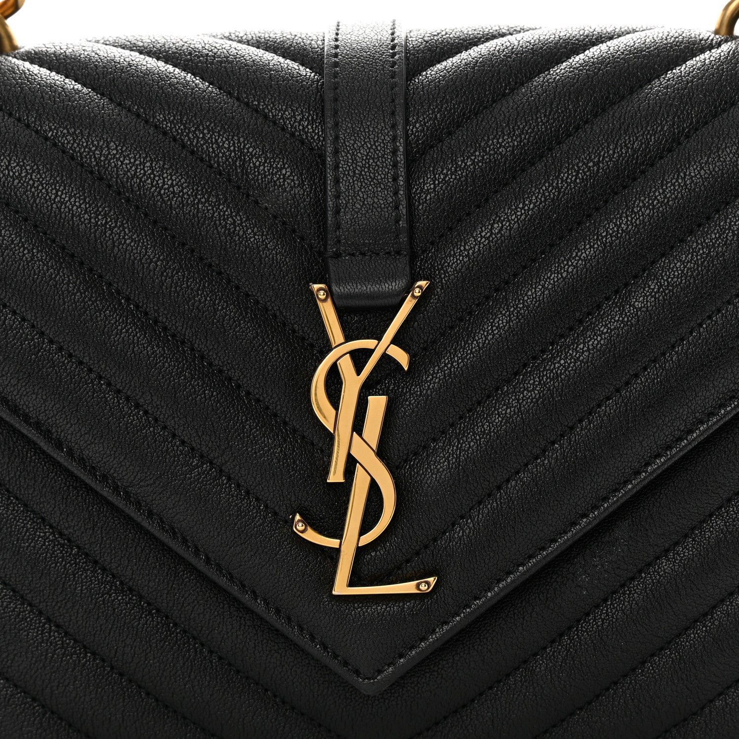 Saint Laurent Sheepskin Matelasse Chevron Monogram Medium College Bag Black 8 of 13