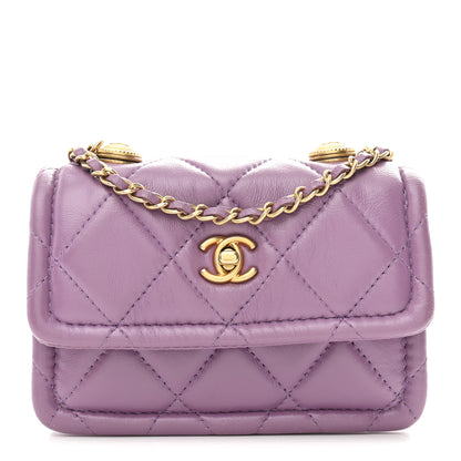 Chanel Shiny Lambskin Quilted Extra Mini Flap Purple 1 of 12