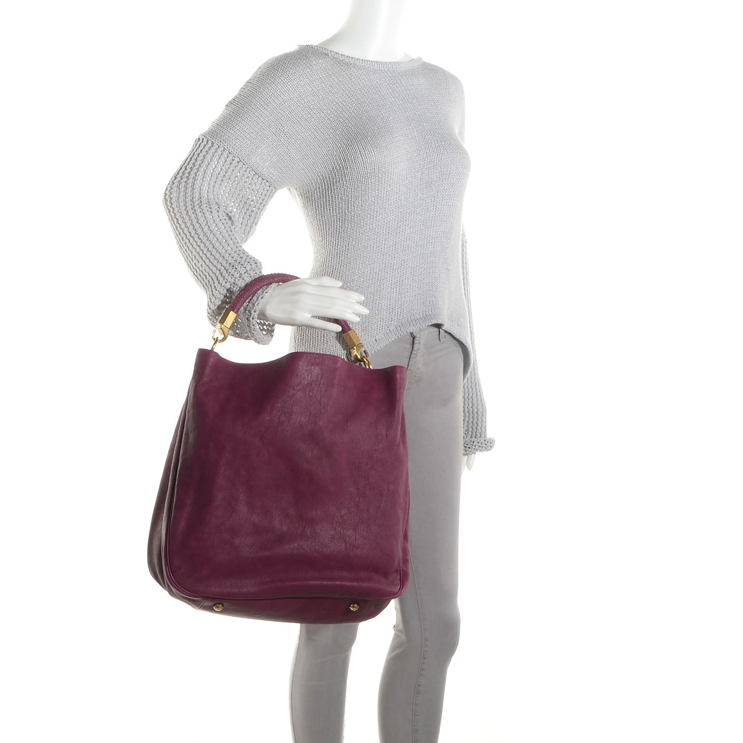 Saint Laurent Sheepskin Stingray Large Roady Hobo Magenta 2 of 9