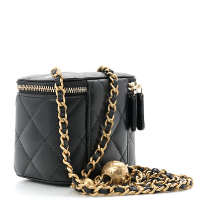 Chanel Lambskin Quilted Mini Pearl Crush Vanity Case With Chain Black 3 of 10