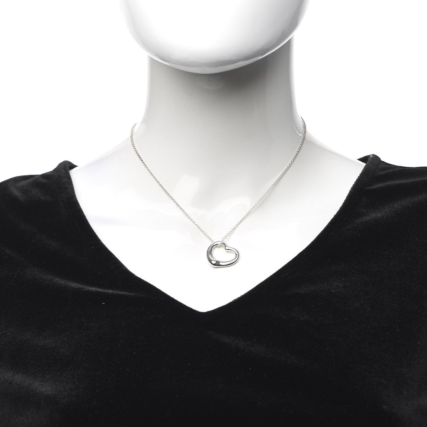 Sterling Silver 22mm Elsa Peretti Open Heart Pendant Necklace