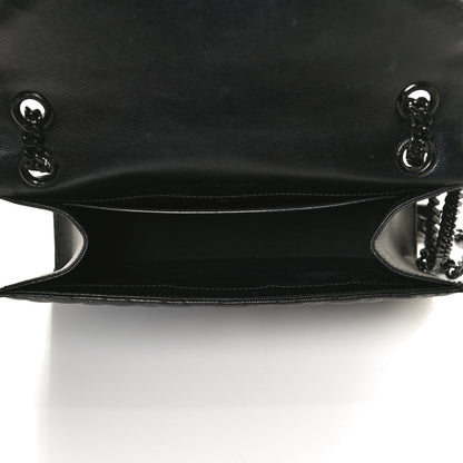 Saint Laurent Grain De Poudre Textured Mixed Matelasse Triquilt Medium Monogram Satchel Black 4 of 10