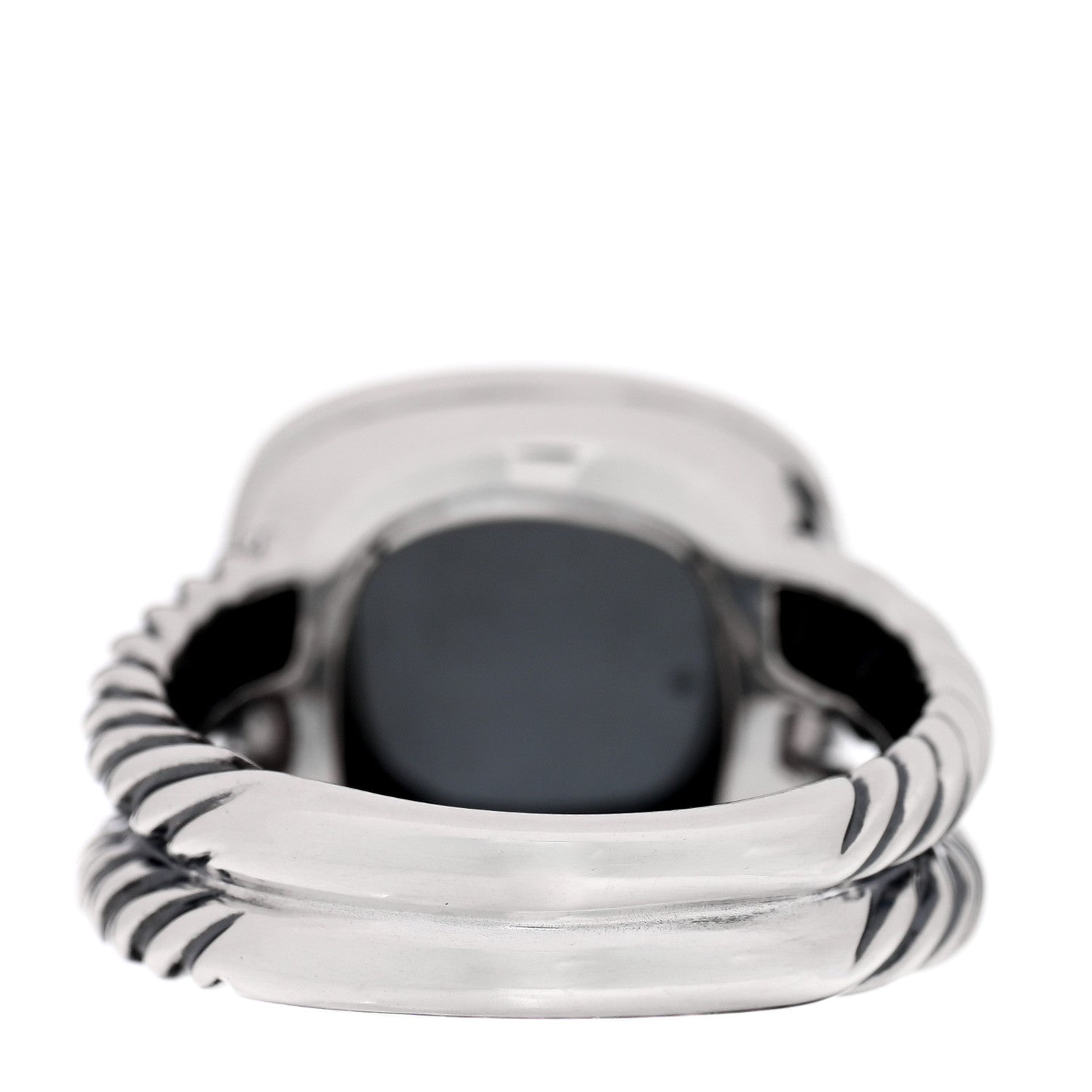 David Yurman Sterling Silver Diamond Hematite 11mm Albion Ring 54 7 3 of 4