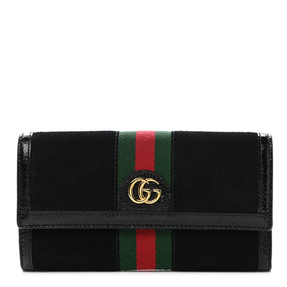 Gucci Suede Patent GG Web Ophidia Continental Wallet Black 1 of 7