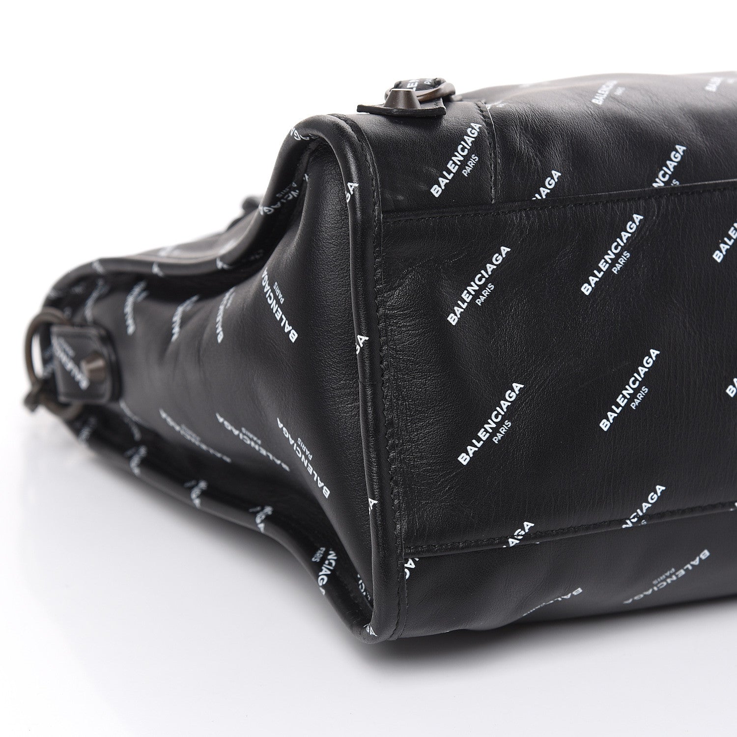 Balenciaga Veau Allover Logo Classic Hardware City Black White 9 of 10