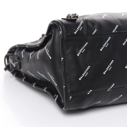 Balenciaga Veau Allover Logo Classic Hardware City Black White 9 of 10