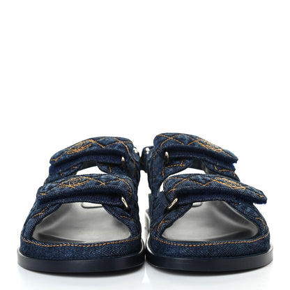 Chanel Denim Velcro Dad Sandals 35.5 Navy Blue 2 of 4