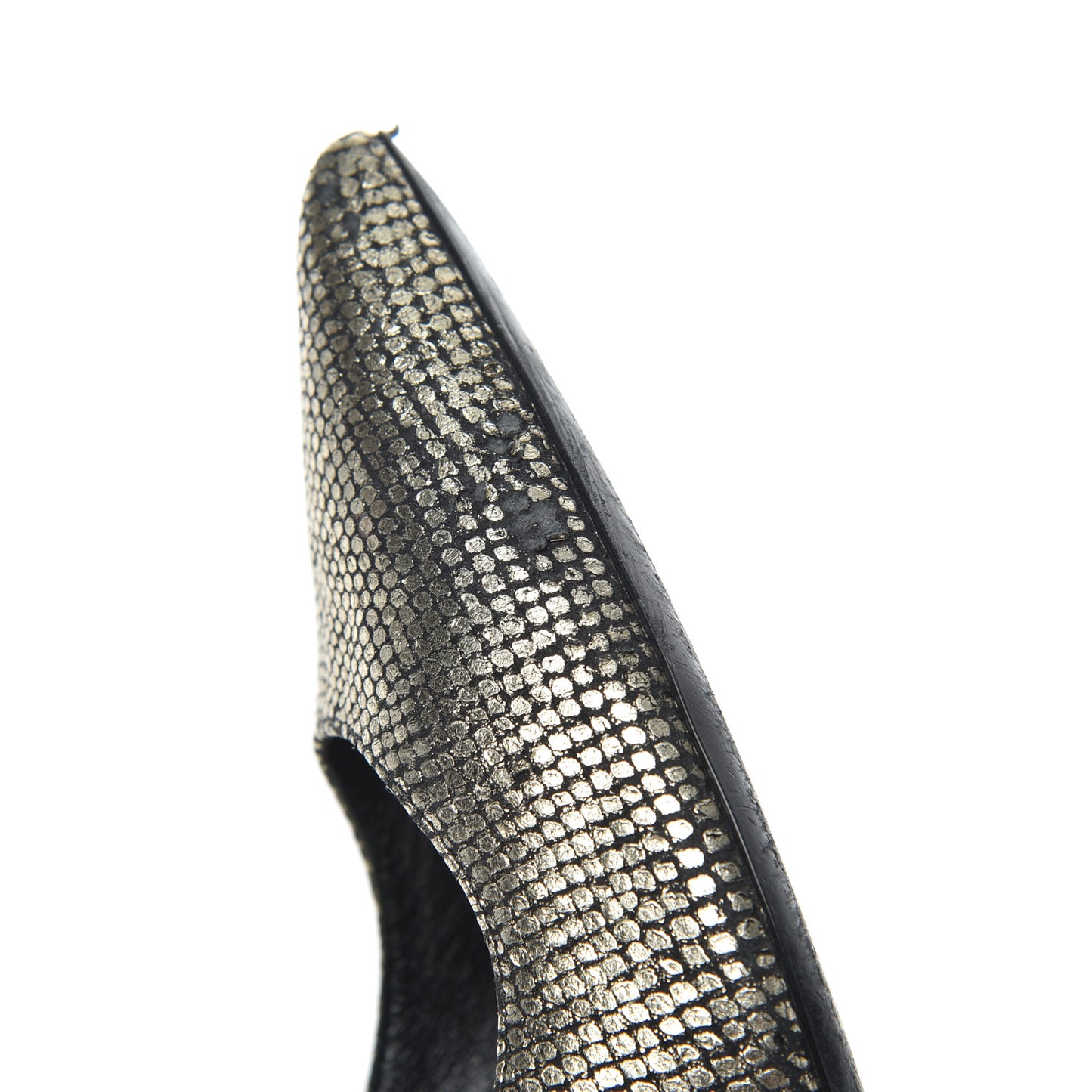 Metallic Snakeskin Embossed Calfskin Classic Paris 105 Pumps 36.5 Black Gold