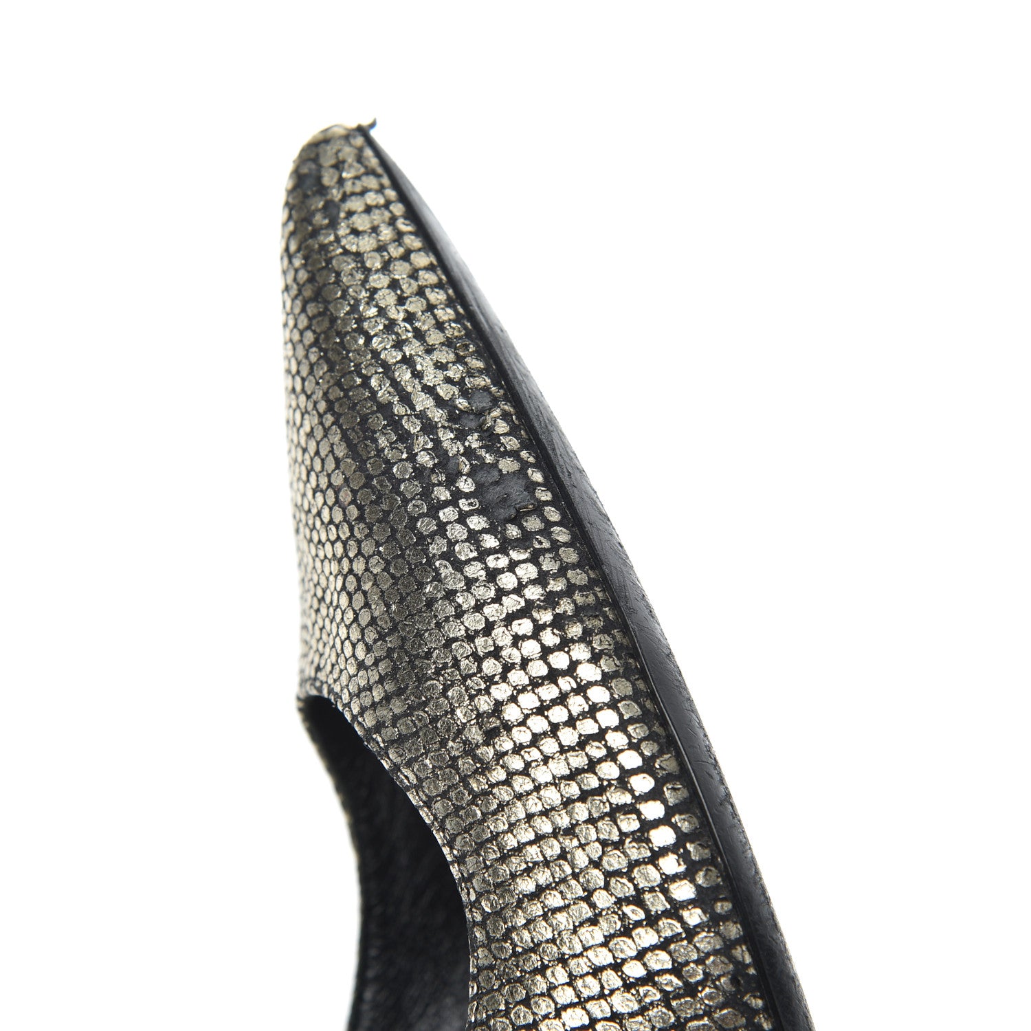 Saint Laurent Metallic Snakeskin Embossed Calfskin Classic Paris 105 Pumps 36.5 Black Gold 10 of 16