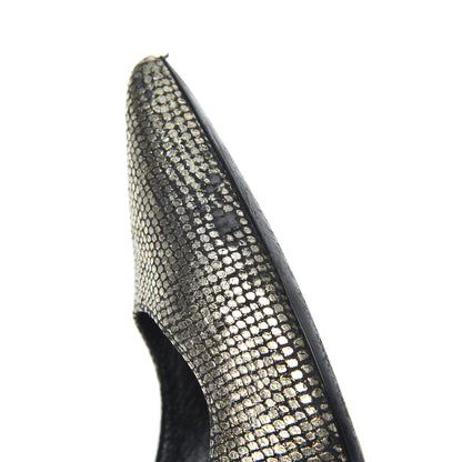 Saint Laurent Metallic Snakeskin Embossed Calfskin Classic Paris 105 Pumps 36.5 Black Gold 10 of 16