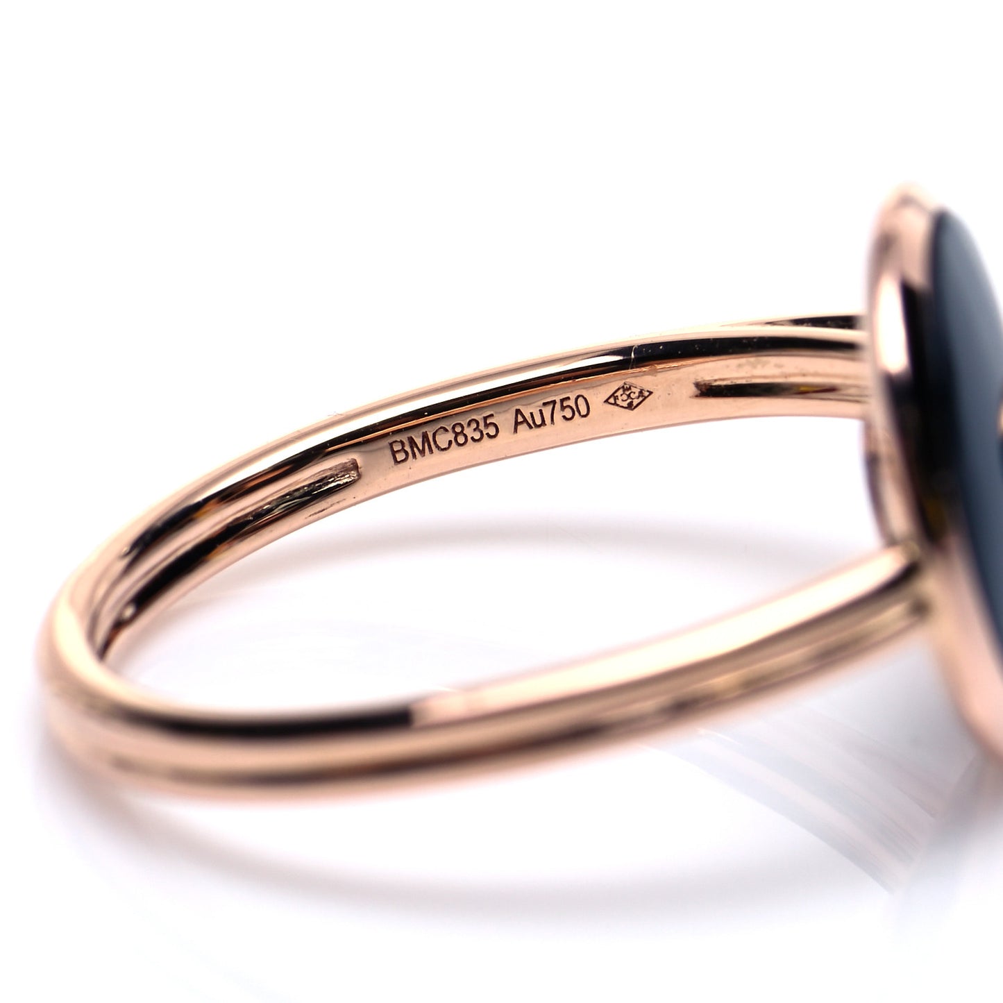 18K Pink Gold Diamond Black Onyx Amulette de Cartier Ring 51 5.5