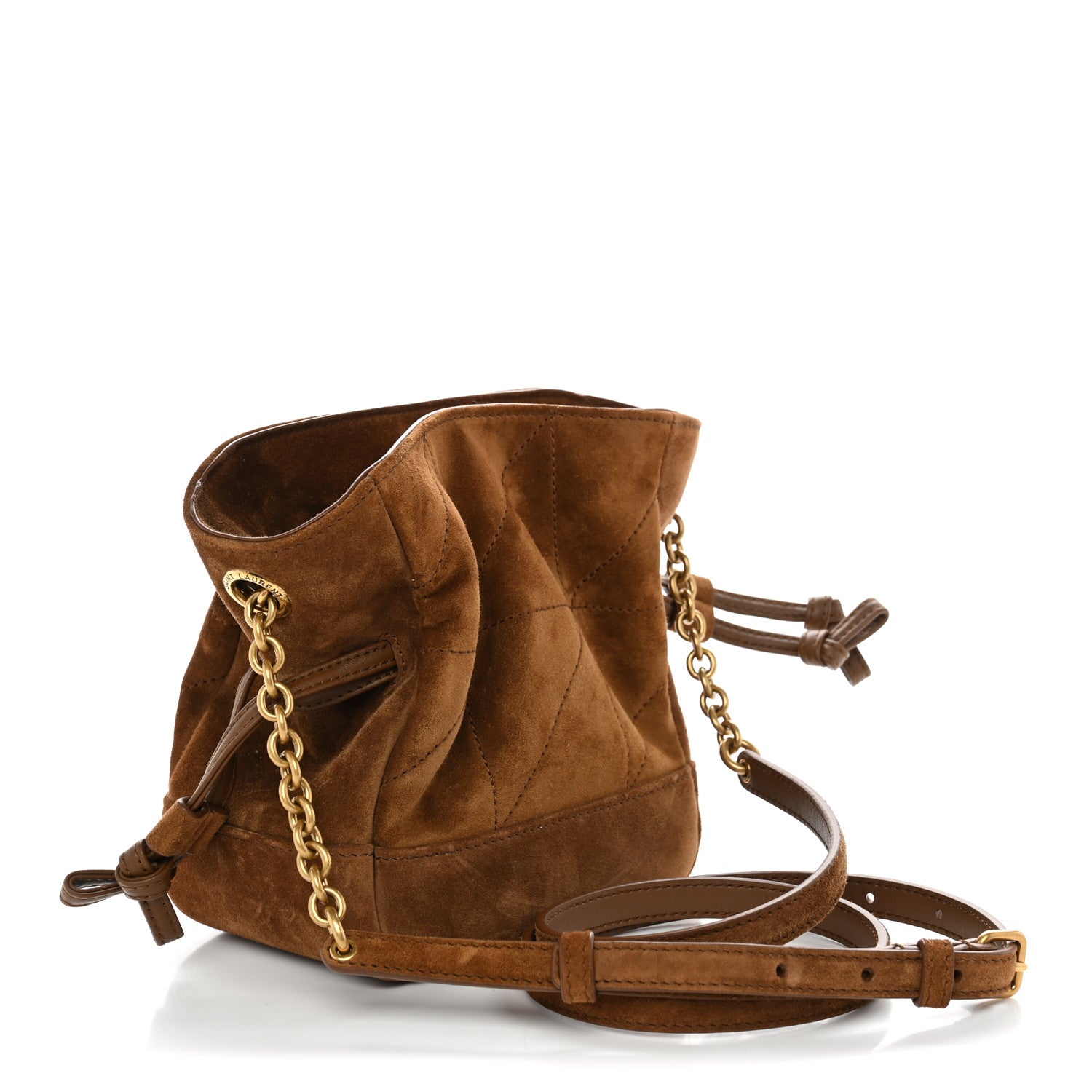 Saint Laurent Suede Calfskin Matelasse Monogram Mini Jamie Shoulder Pouch Bag Golden Leaf 3 of 11