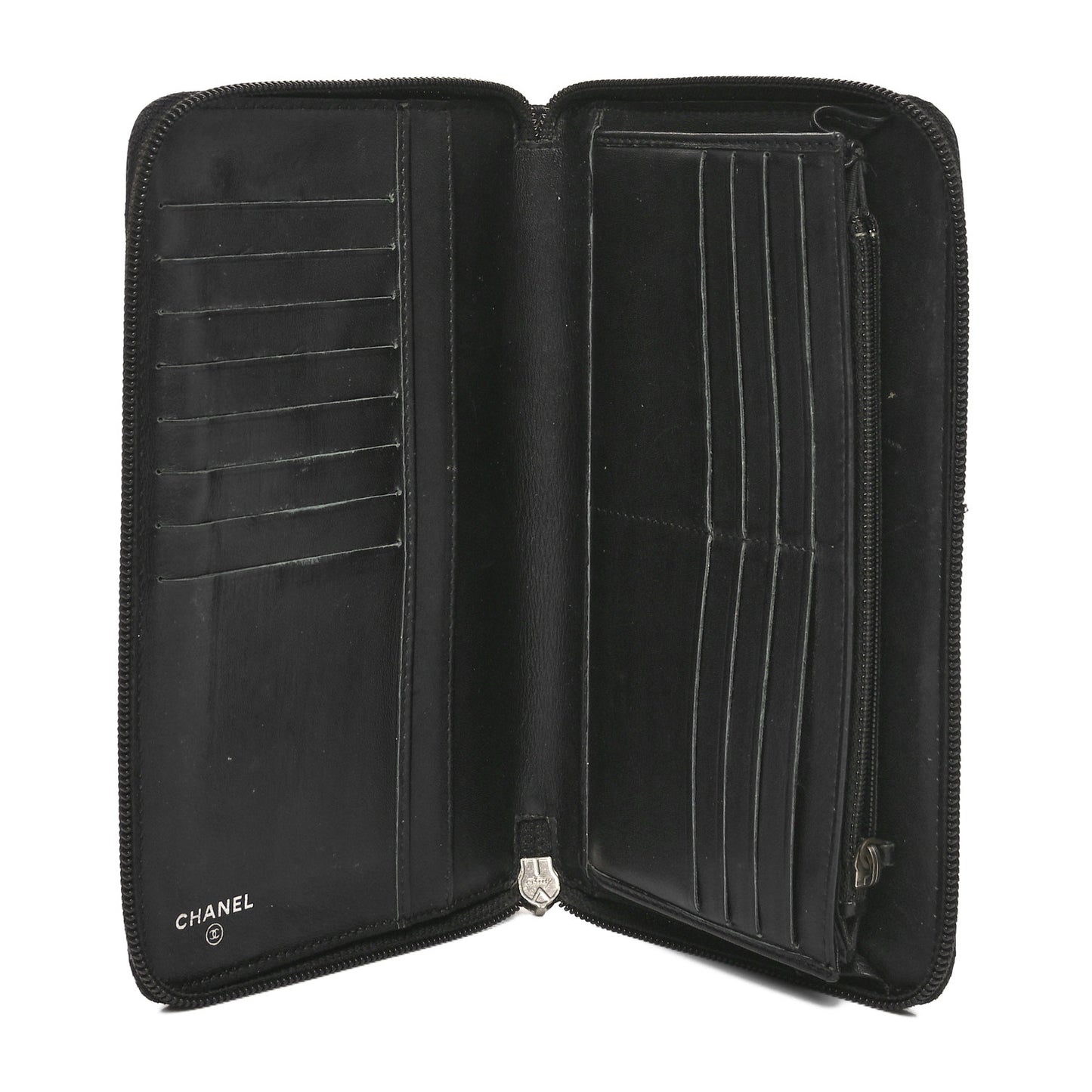 Caviar CC Timeless Large Zip Around Wallet Black