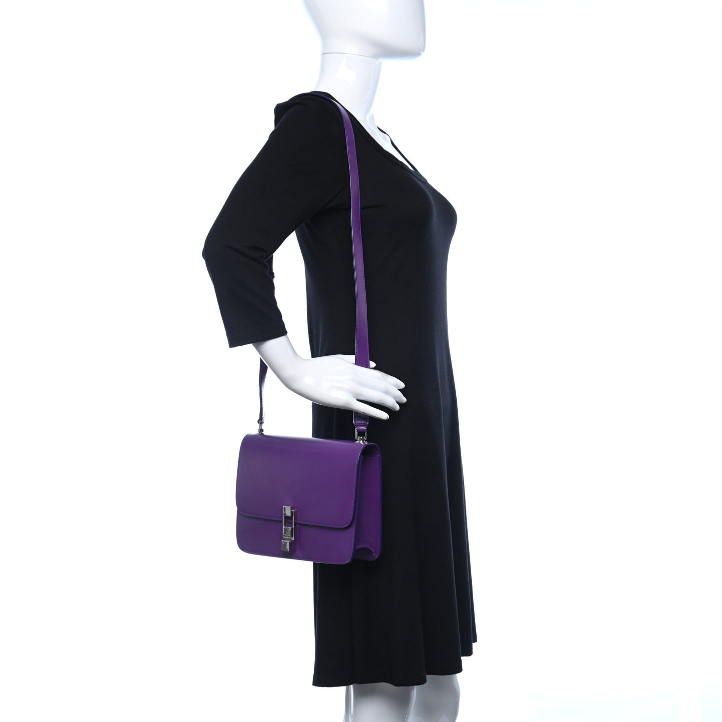 Smooth Calfskin Carre Satchel Purple