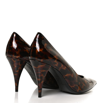 Saint Laurent Patent Tartaruga Kiki 85 Pump 36.5 Manto Naturale 5 of 9