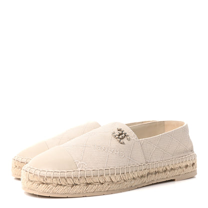 Chanel Cotton Lambskin Logo CC Espadrilles 41 Beige 4 of 10