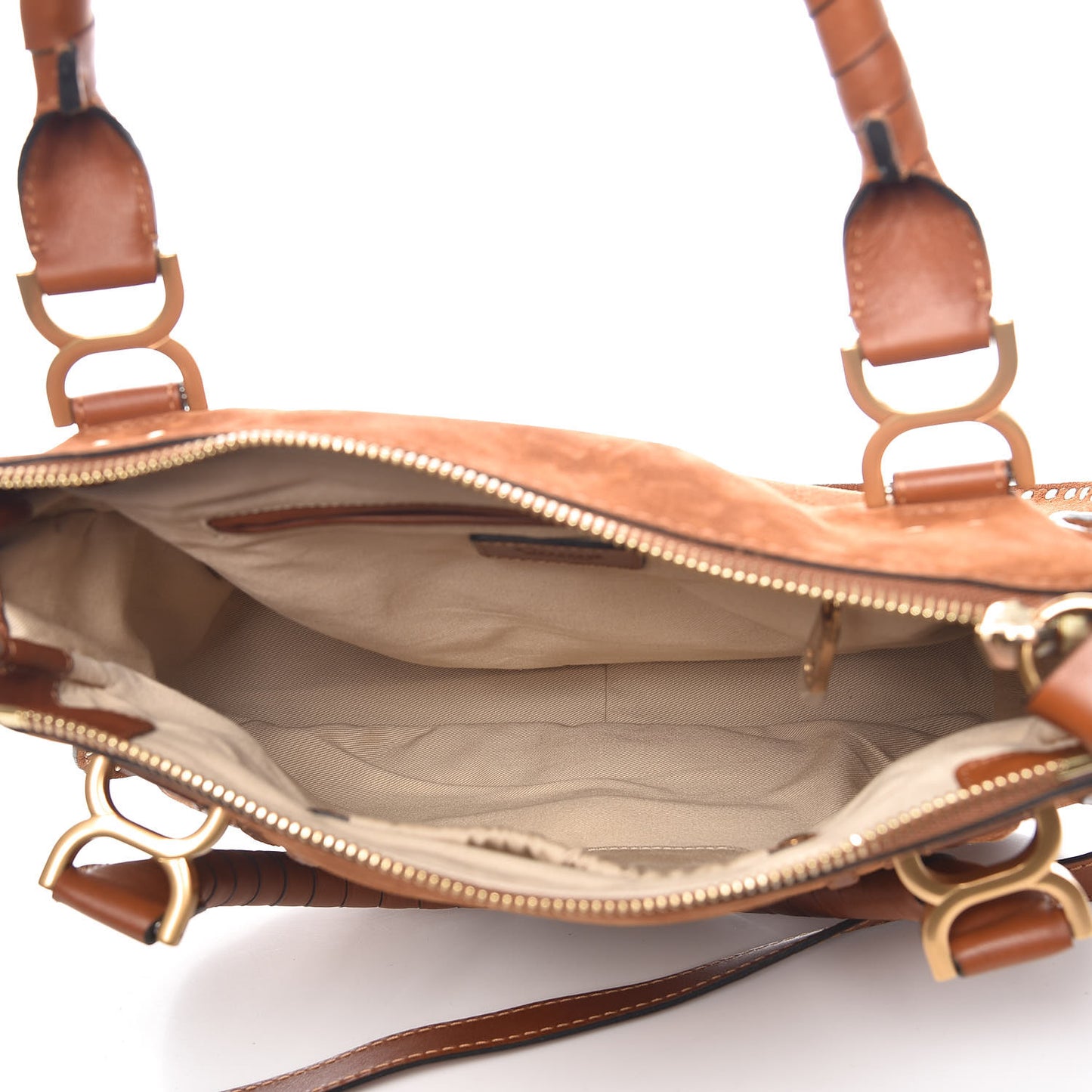 Suede Calfskin Braided Medium Marcie Satchel Caramel