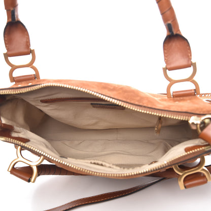 Chloe Suede Calfskin Braided Medium Marcie Satchel Caramel 6 of 17
