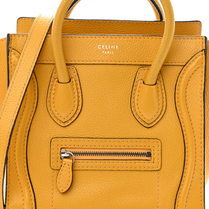 Celine Drummed Calfskin Nano Luggage Ocre 8 of 12