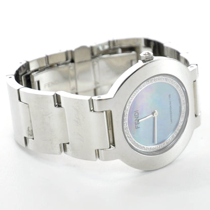 Fendi Stainless Steel Diamond Bezel Blue Mother of Pearl 35mm Orologi Quartz Watch 2 of 7