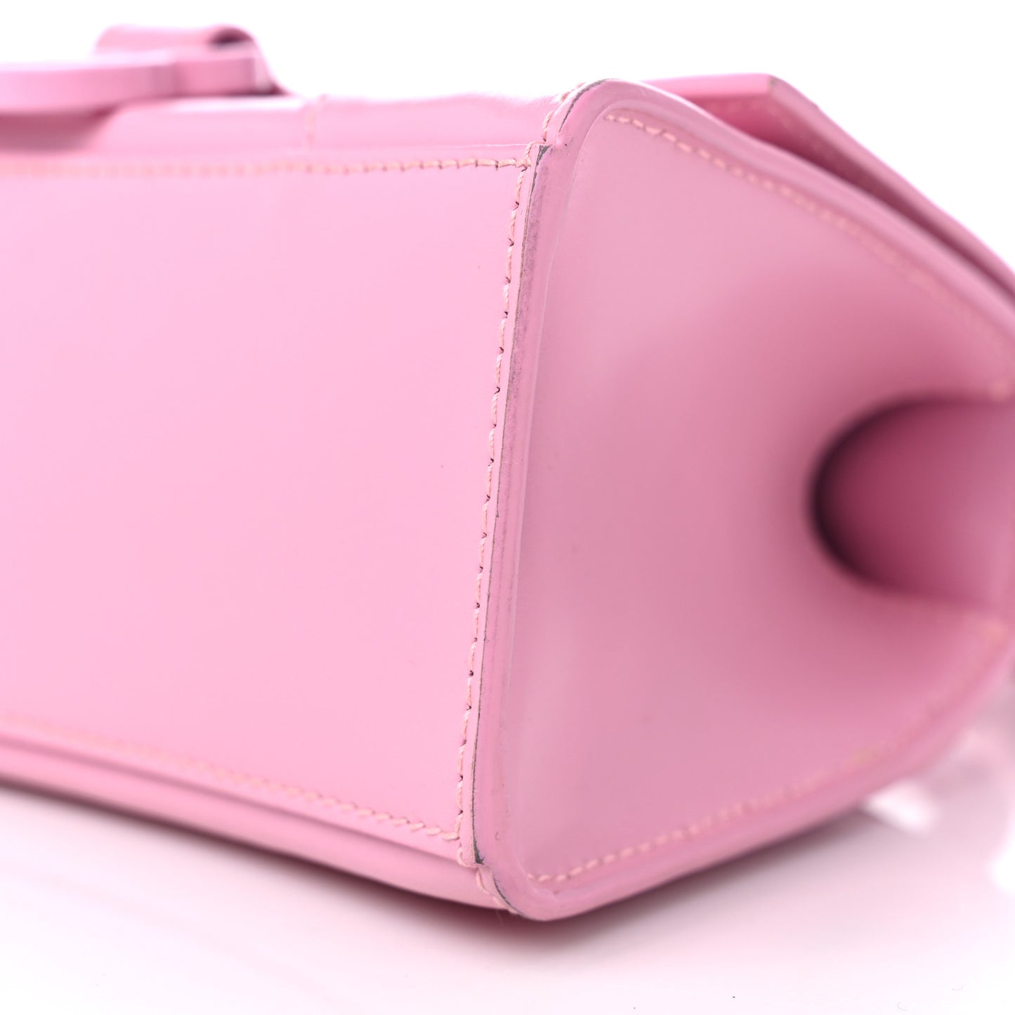 Shiny Box Calfskin Tonal B Hourglass Top Handle Bag XS Candy Pink