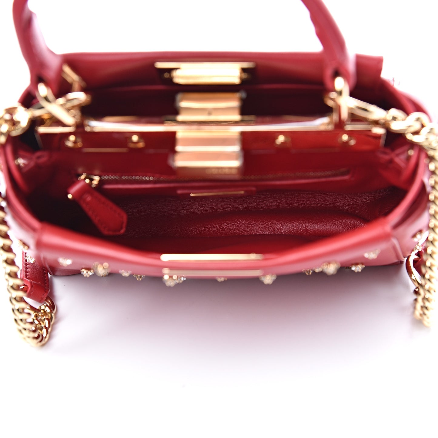 Nappa Crystal Stars Studded XS Peekaboo Iconic Satchel Fragola